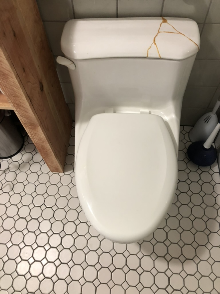 finished kintsugi toilet